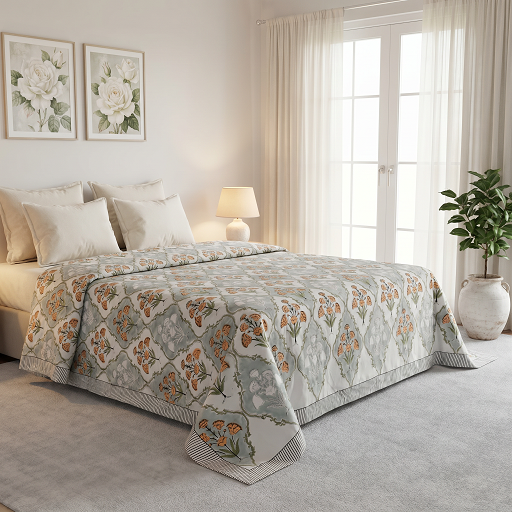Queen Size Percale Fine Cotton Bedspread with 2 Pillow Cases 200092