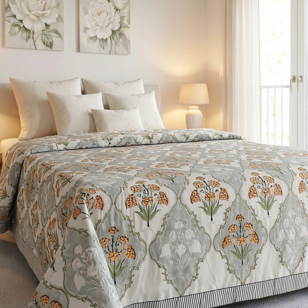 Queen Size Percale Fine Cotton Bedspread with 2 Pillow Cases 200092
