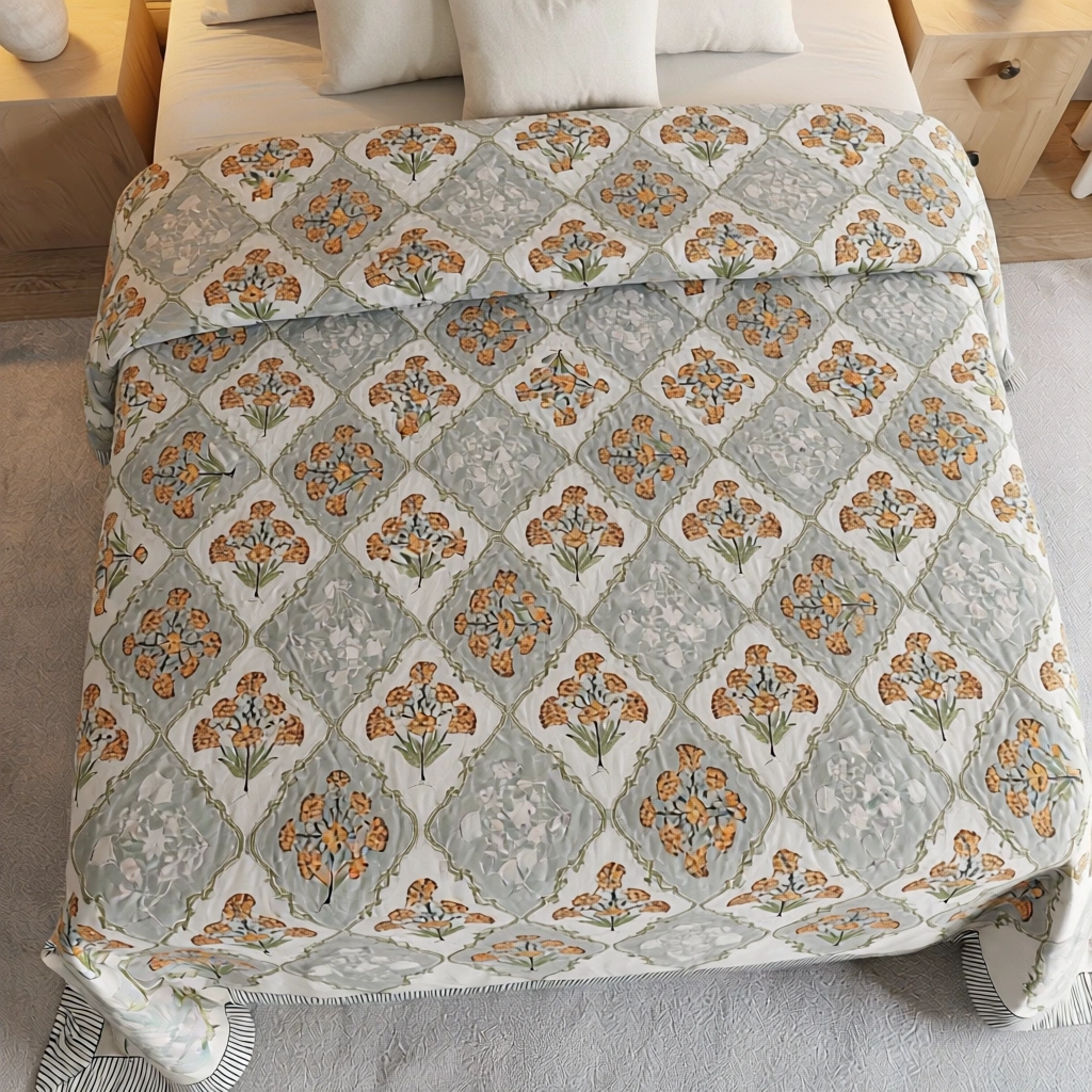 Queen Size Percale Fine Cotton Bedspread with 2 Pillow Cases 200092