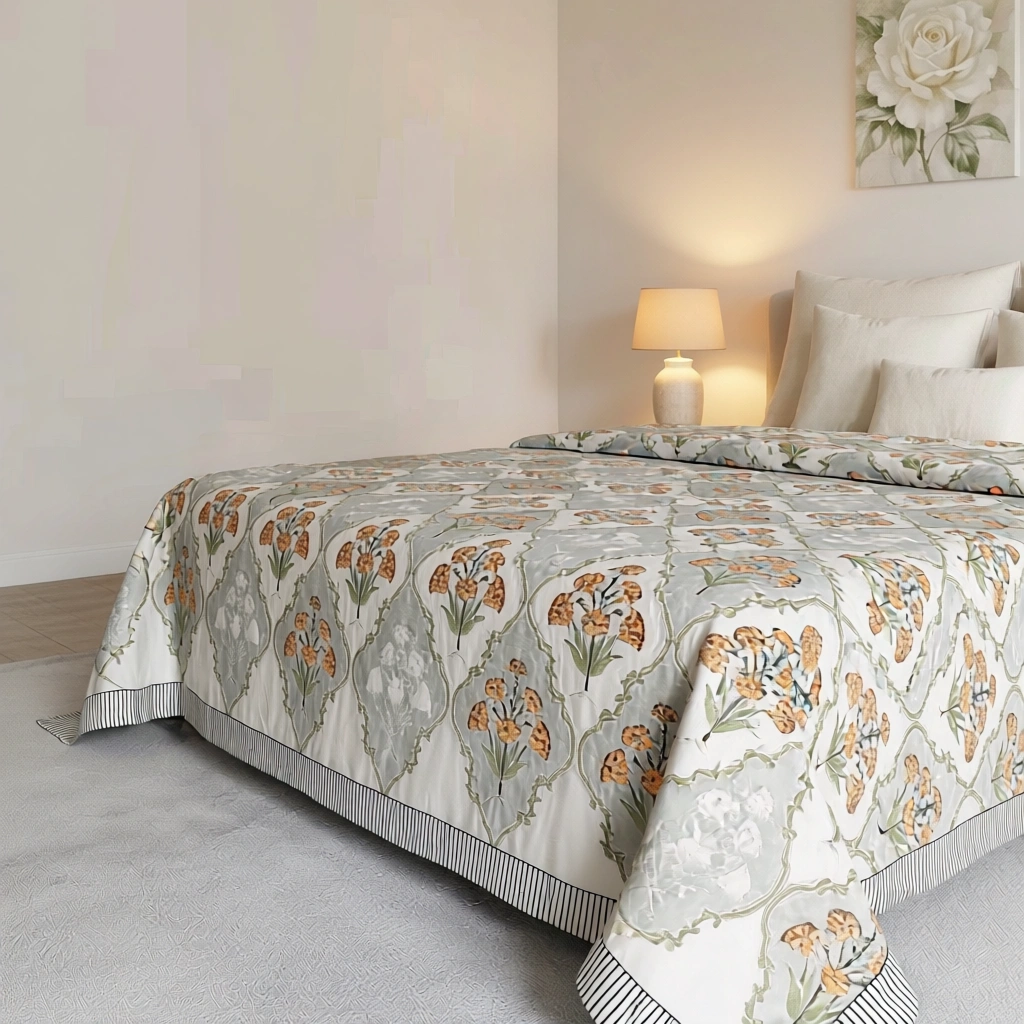 Queen Size Percale Fine Cotton Bedspread with 2 Pillow Cases 200092
