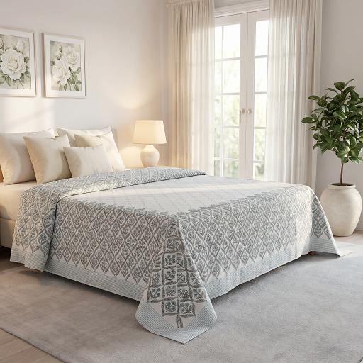 Queen Size Percale Fine Cotton Bedspread with 2 Pillow Cases 200094