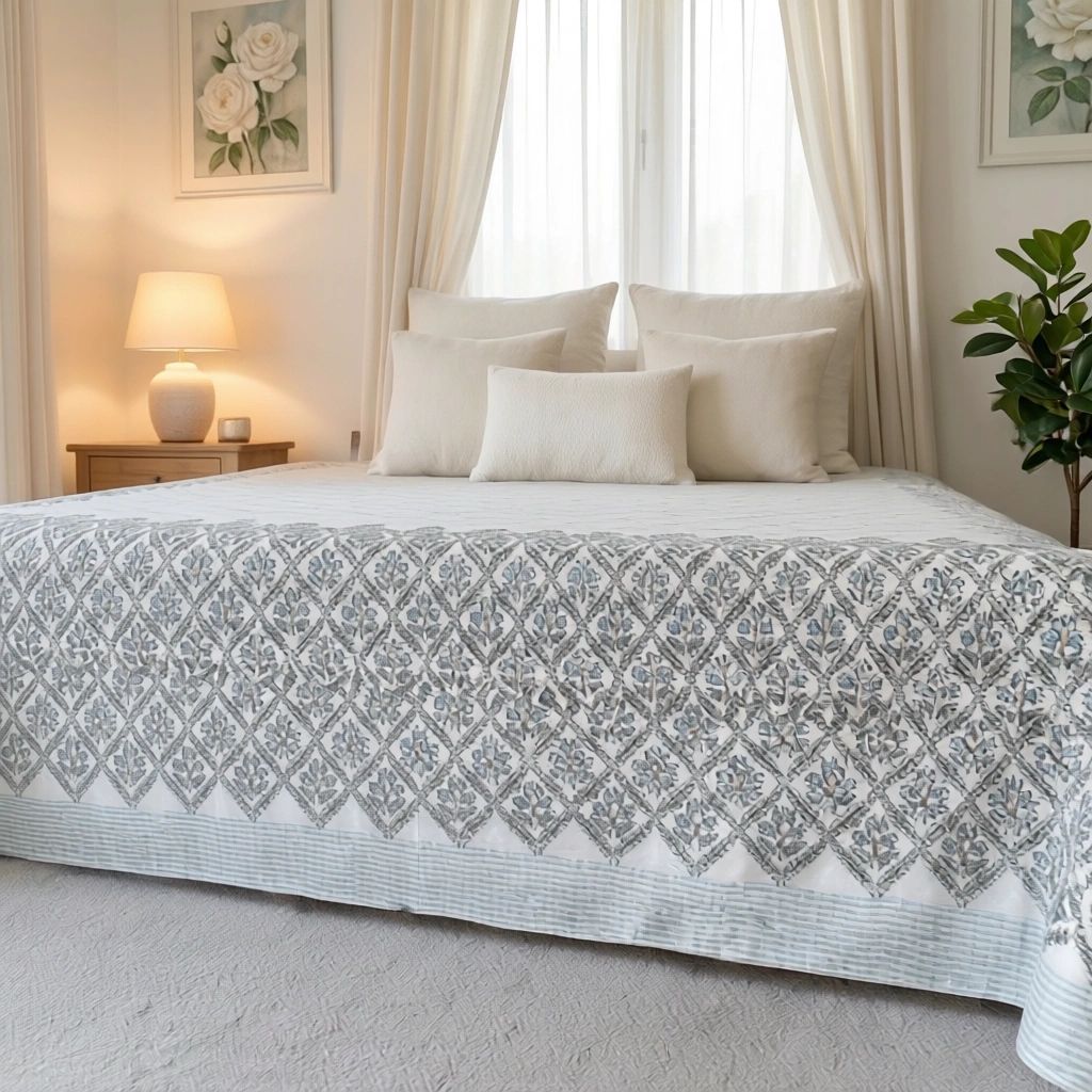Queen Size Percale Fine Cotton Bedspread with 2 Pillow Cases 200094