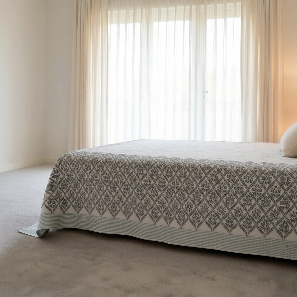 Queen Size Percale Fine Cotton Bedspread with 2 Pillow Cases 200094