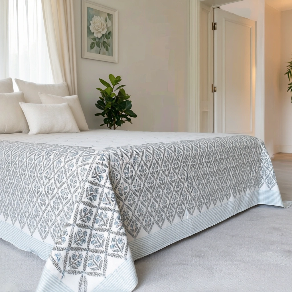 Queen Size Percale Fine Cotton Bedspread with 2 Pillow Cases 200094