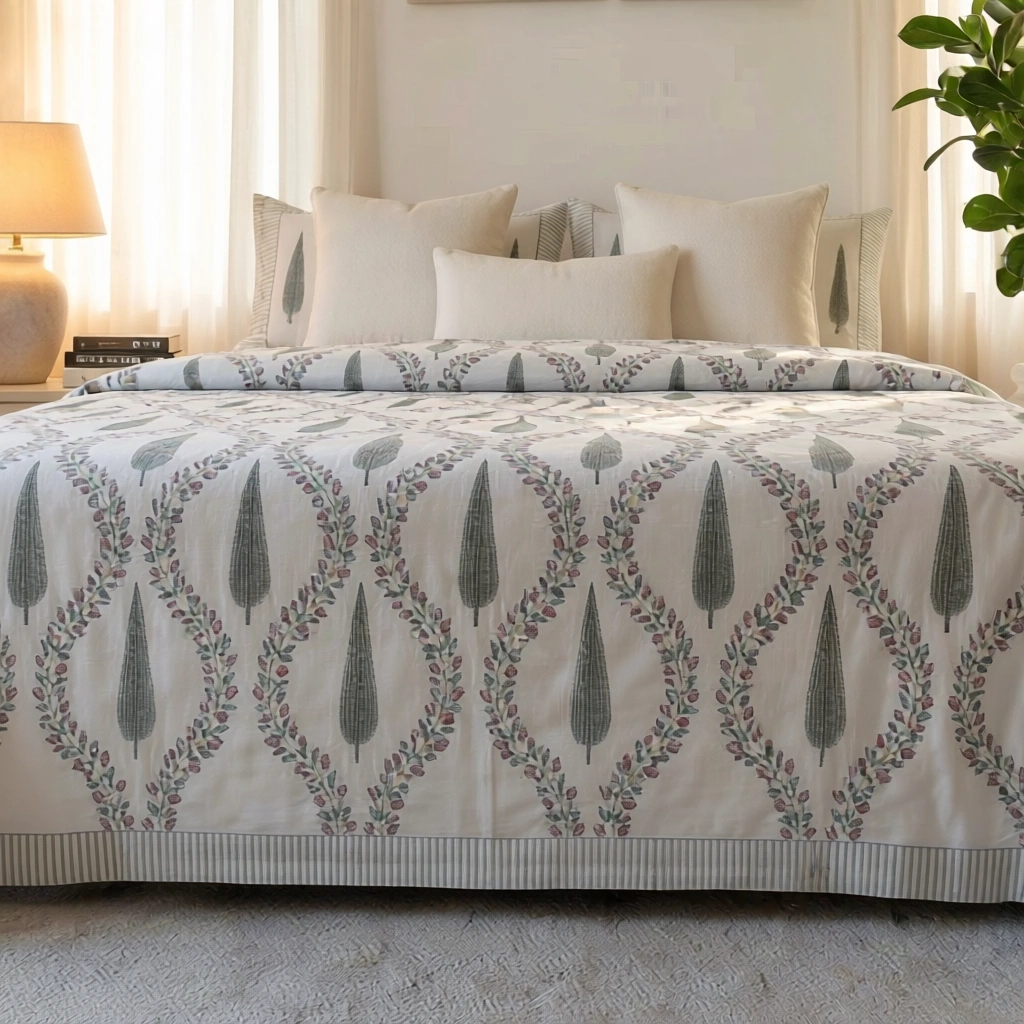 Queen Size Percale Fine Cotton Bedspread with 2 Pillow Cases 200095
