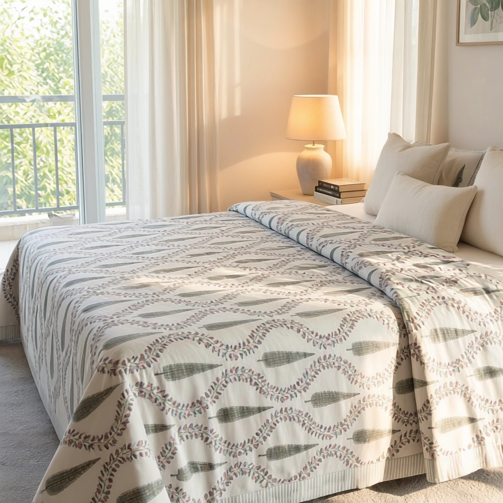 Queen Size Percale Fine Cotton Bedspread with 2 Pillow Cases 200095