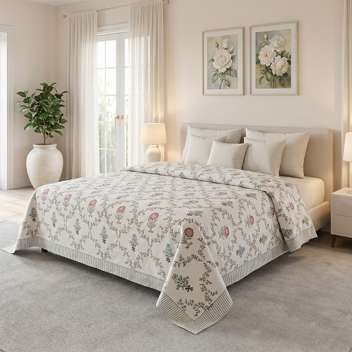Queen Size Percale Fine Cotton Bedspread with 2 Pillow Cases 200096