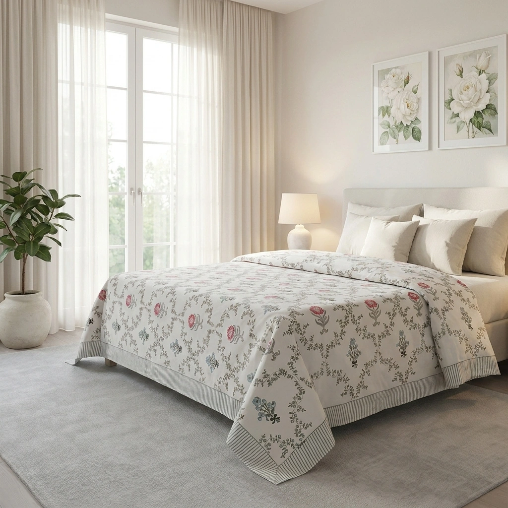 Queen Size Percale Fine Cotton Bedspread with 2 Pillow Cases 200096