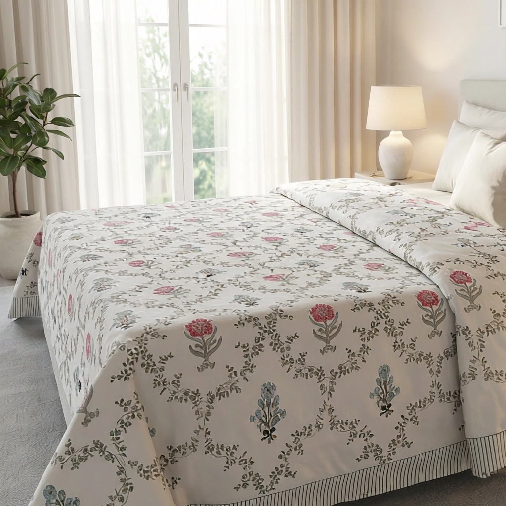 Queen Size Percale Fine Cotton Bedspread with 2 Pillow Cases 200096