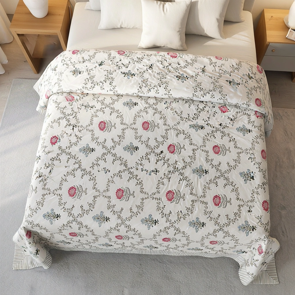 Queen Size Percale Fine Cotton Bedspread with 2 Pillow Cases 200096