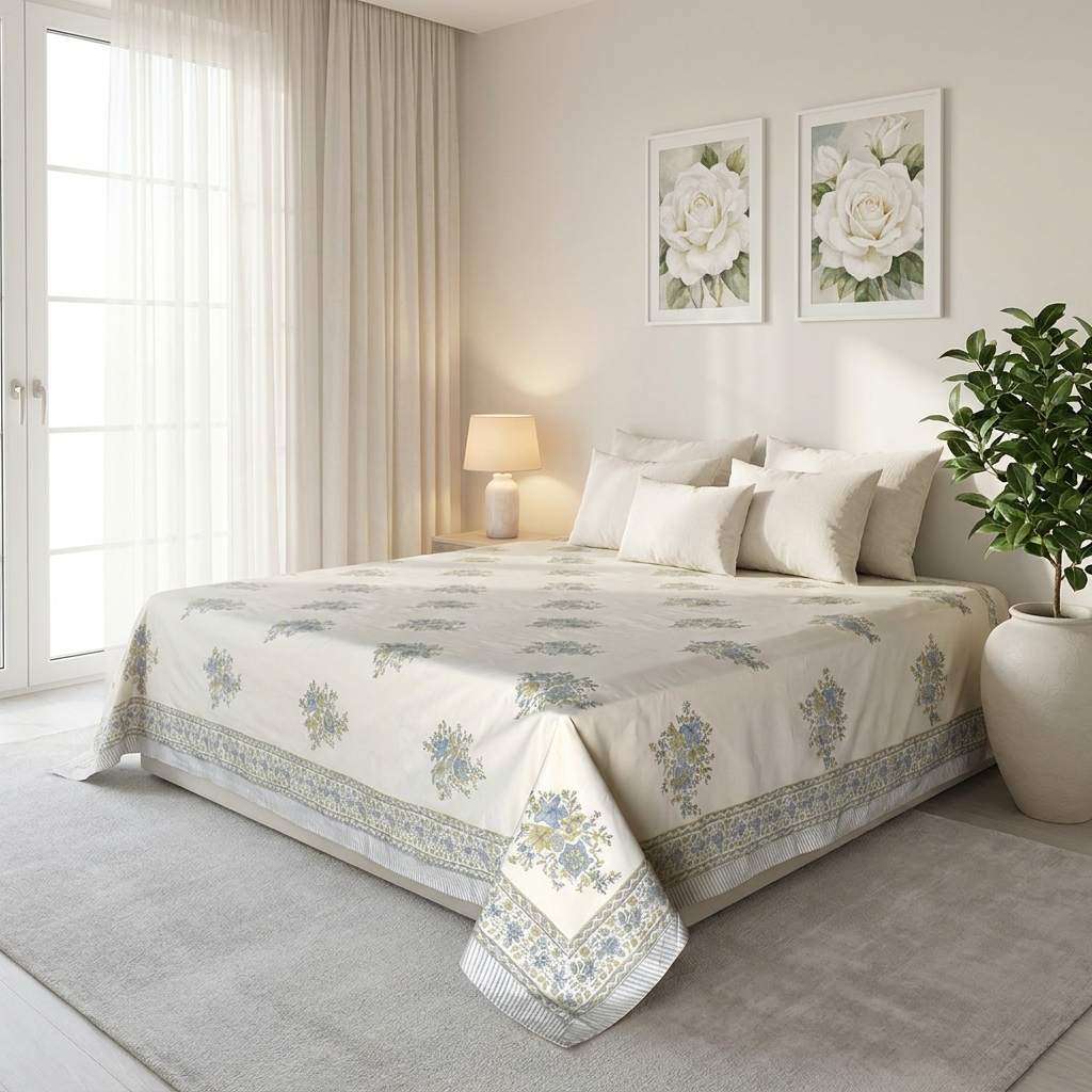 Queen Size Percale Fine Cotton Bedspread with 2 Pillow Cases 200097