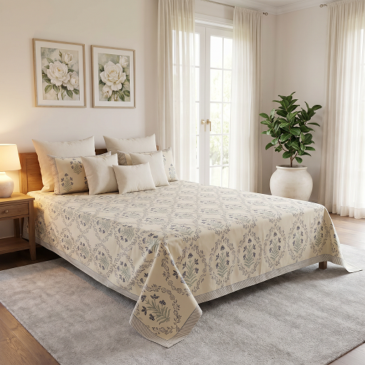 Queen Size Percale Fine Cotton Bedspread with 2 Pillow Cases 200098