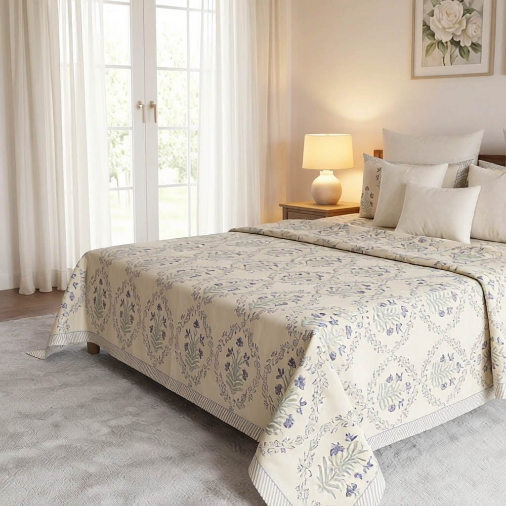 Queen Size Percale Fine Cotton Bedspread with 2 Pillow Cases 200098