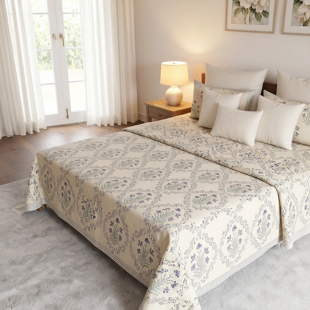 Queen Size Percale Fine Cotton Bedspread with 2 Pillow Cases 200098