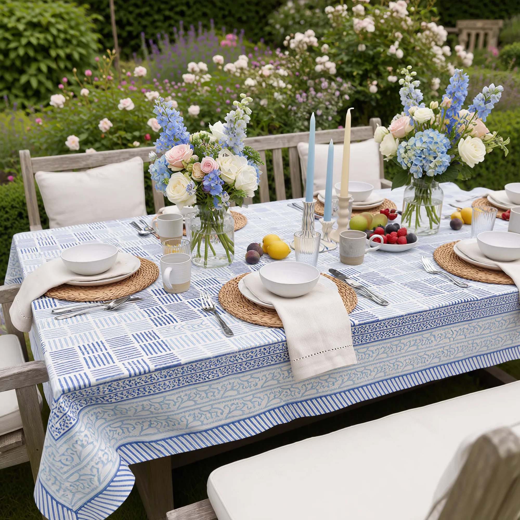 Wood Block Printed Handmade Tablecloth 150x220 cms 200903