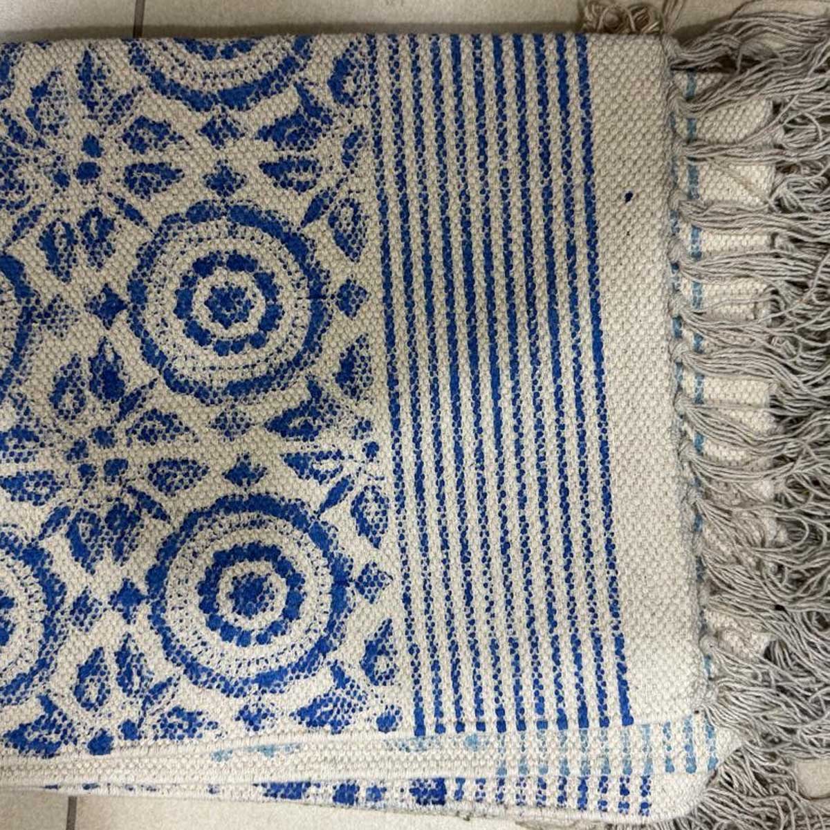 2 x 3 Feet Resist Print Hand Block Printed Cotton RUGS 201813