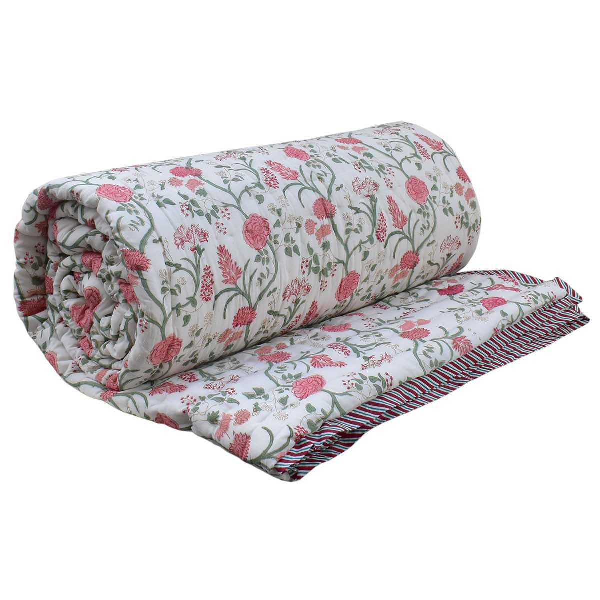 Hand Block Printed Cotton Queen Size Quilt  202212
