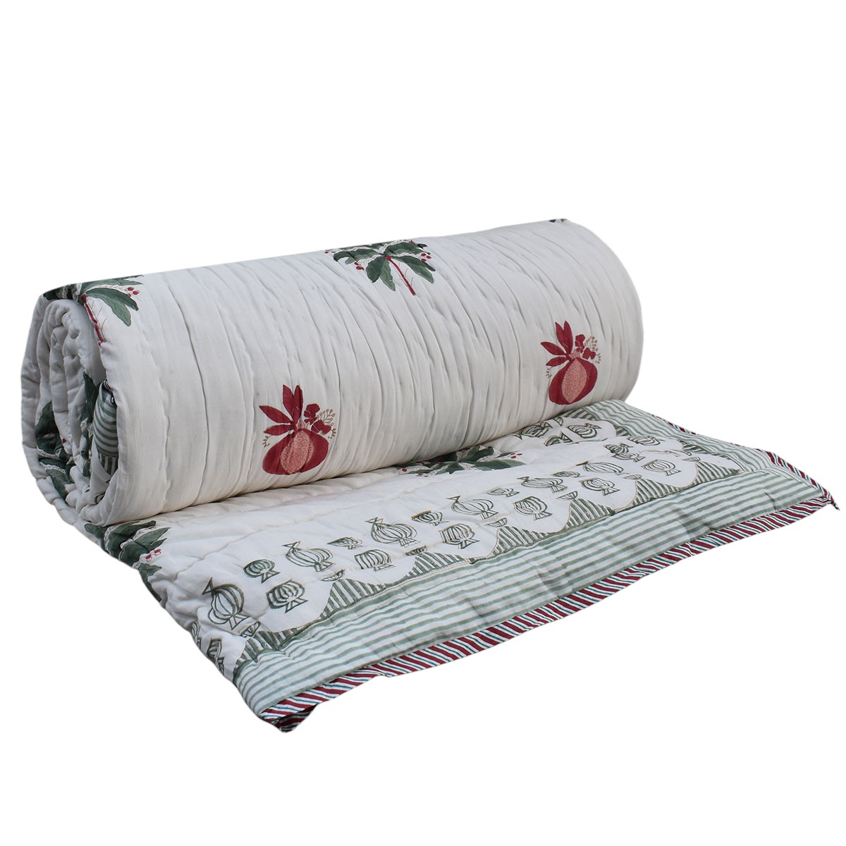 Hand Block Printed Cotton King Size Quilt  202212