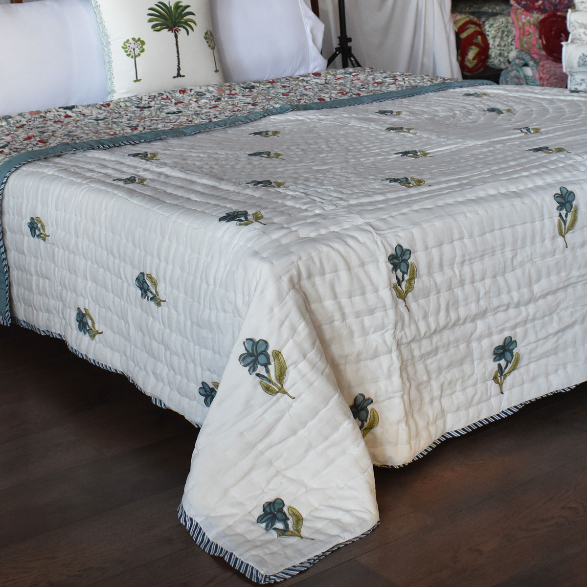 Hand Block Printed Cotton Queen Size Quilt  202213