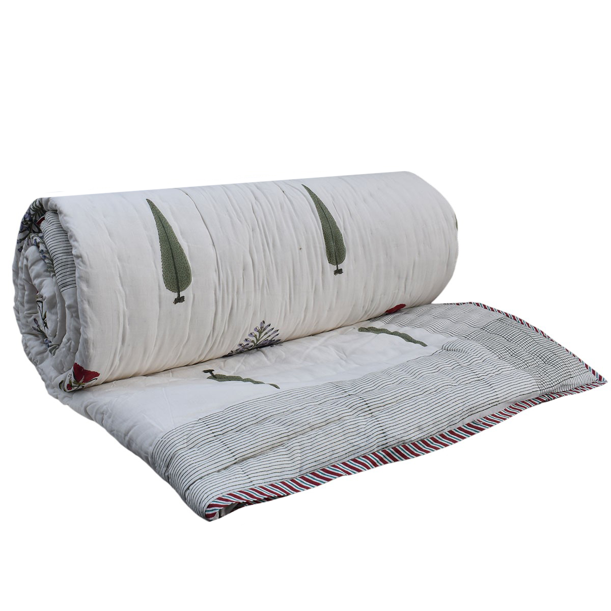 Hand Block Printed Cotton King Size Quilt   202214