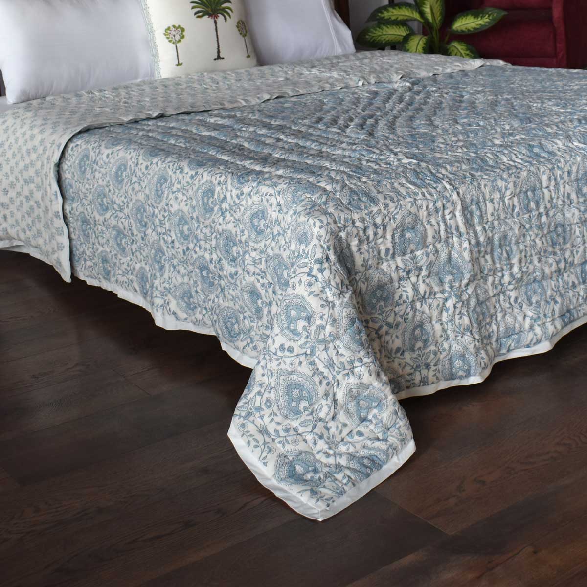 Hand Block Printed Cotton King Size Quilt  202217