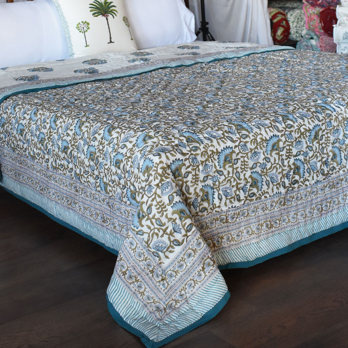 Hand Block Printed Cotton Queen Size Quilt 202524