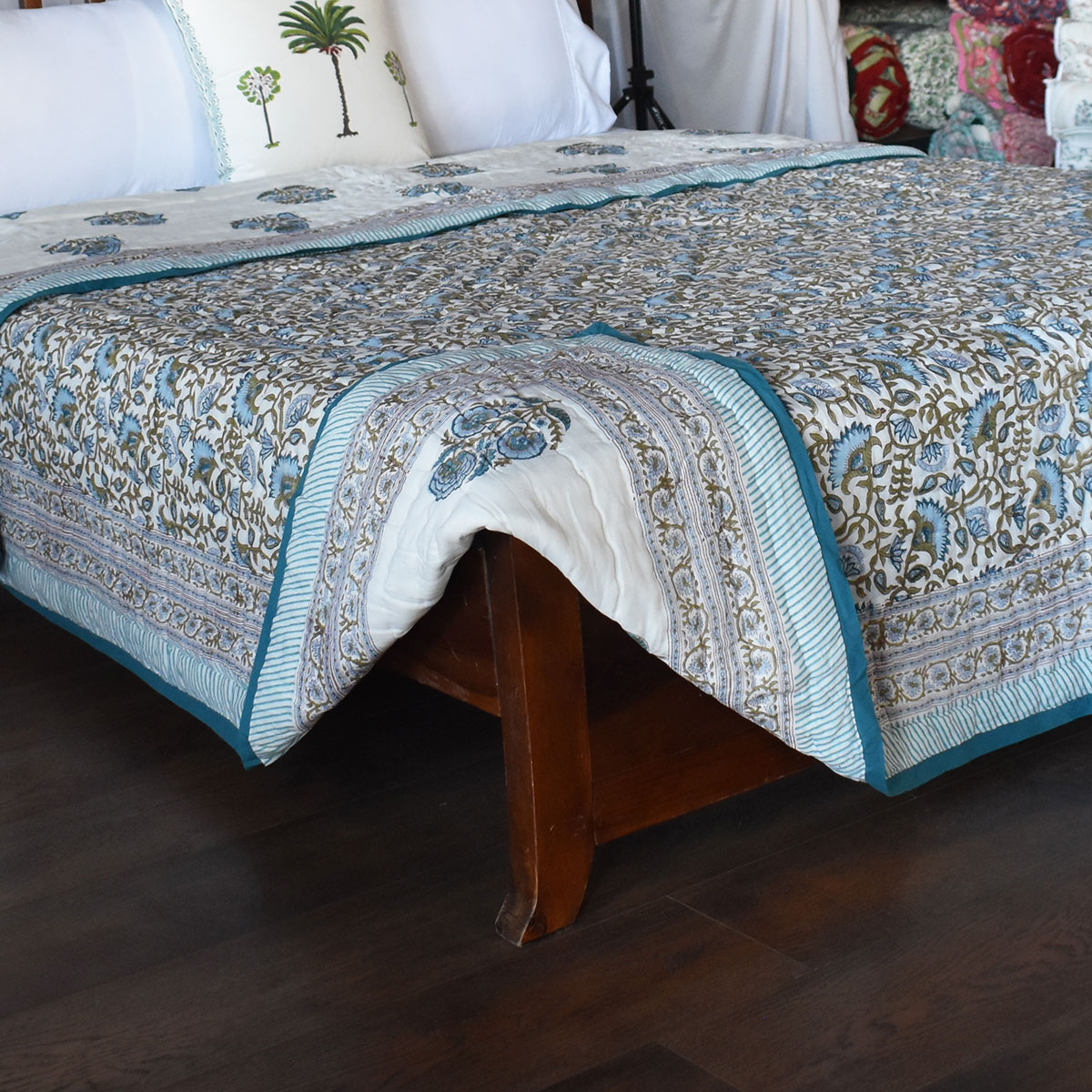 Hand Block Printed Cotton Queen Size Quilt  202524