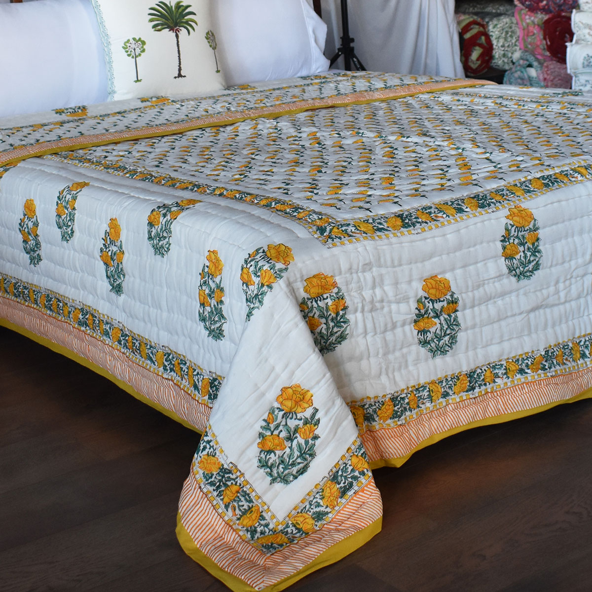 Hand Block Printed Cotton Queen Size Quilt  202525