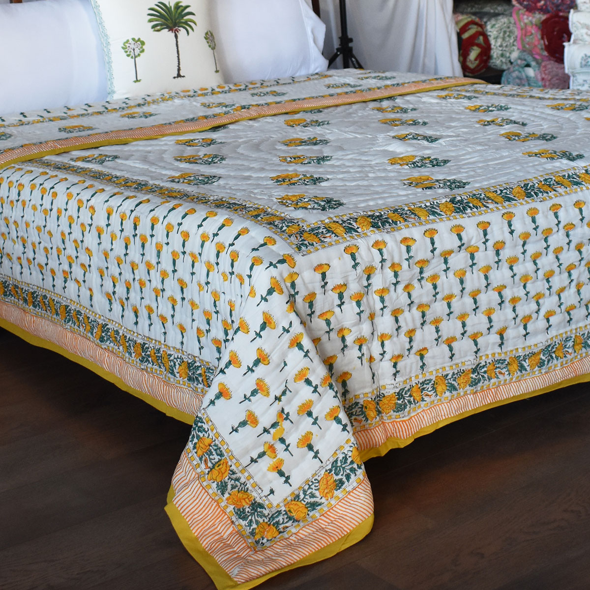 Hand Block Printed Cotton Queen Size Quilt  202525