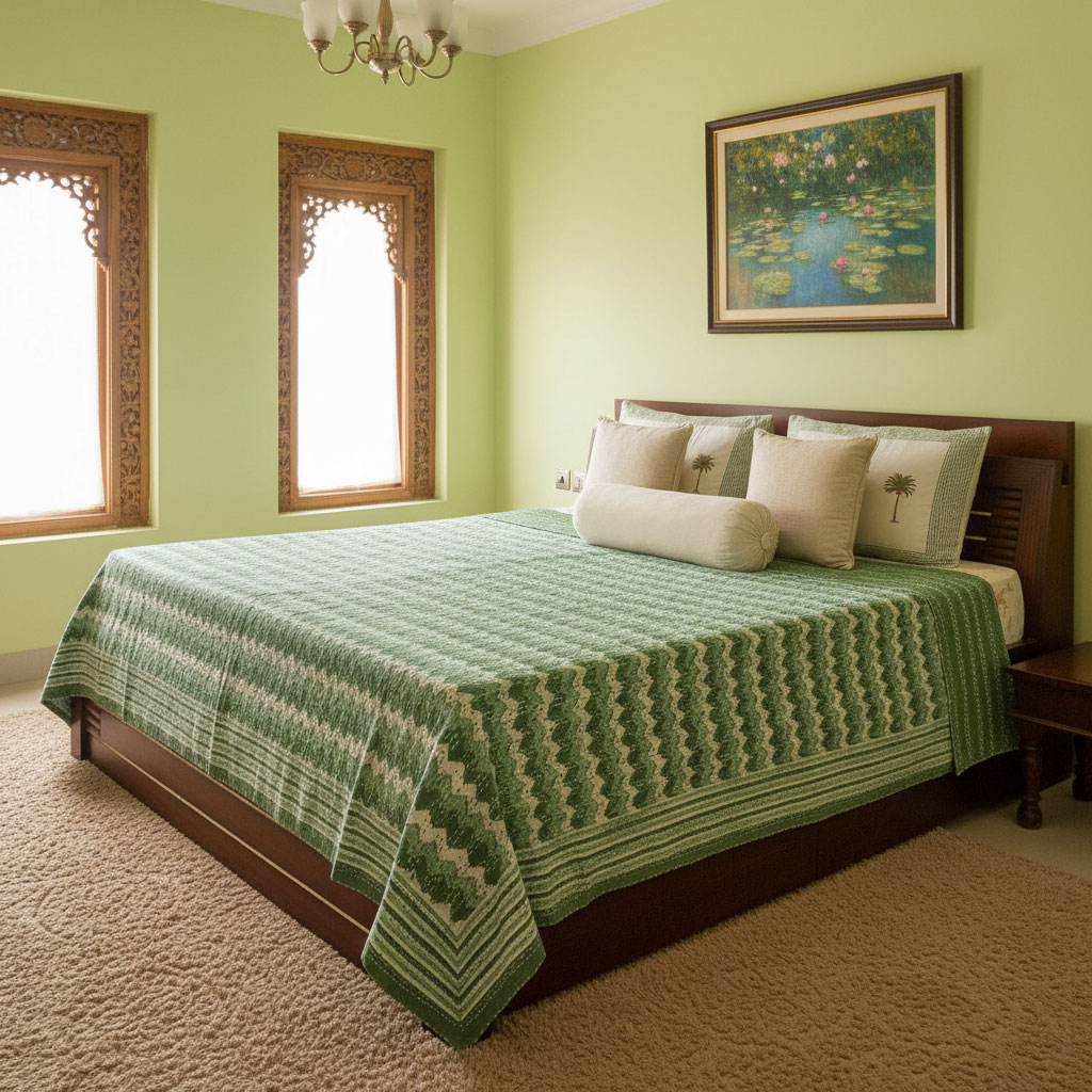 Hand Block Printed Cotton Kantha Queen Size 202544