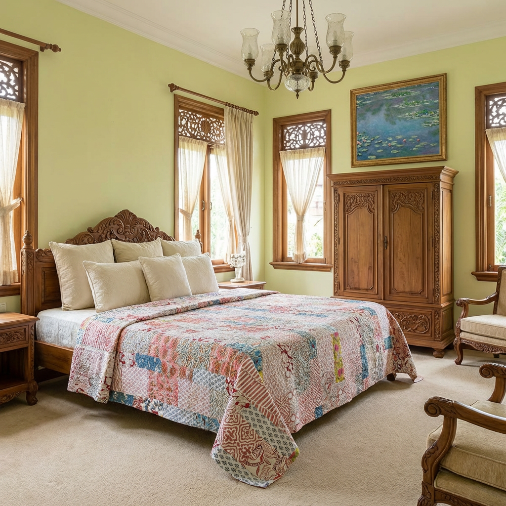 Hand Quilted Kantha Patchwork Quilt Artisan-Made Elegance by Roopantaran 202578