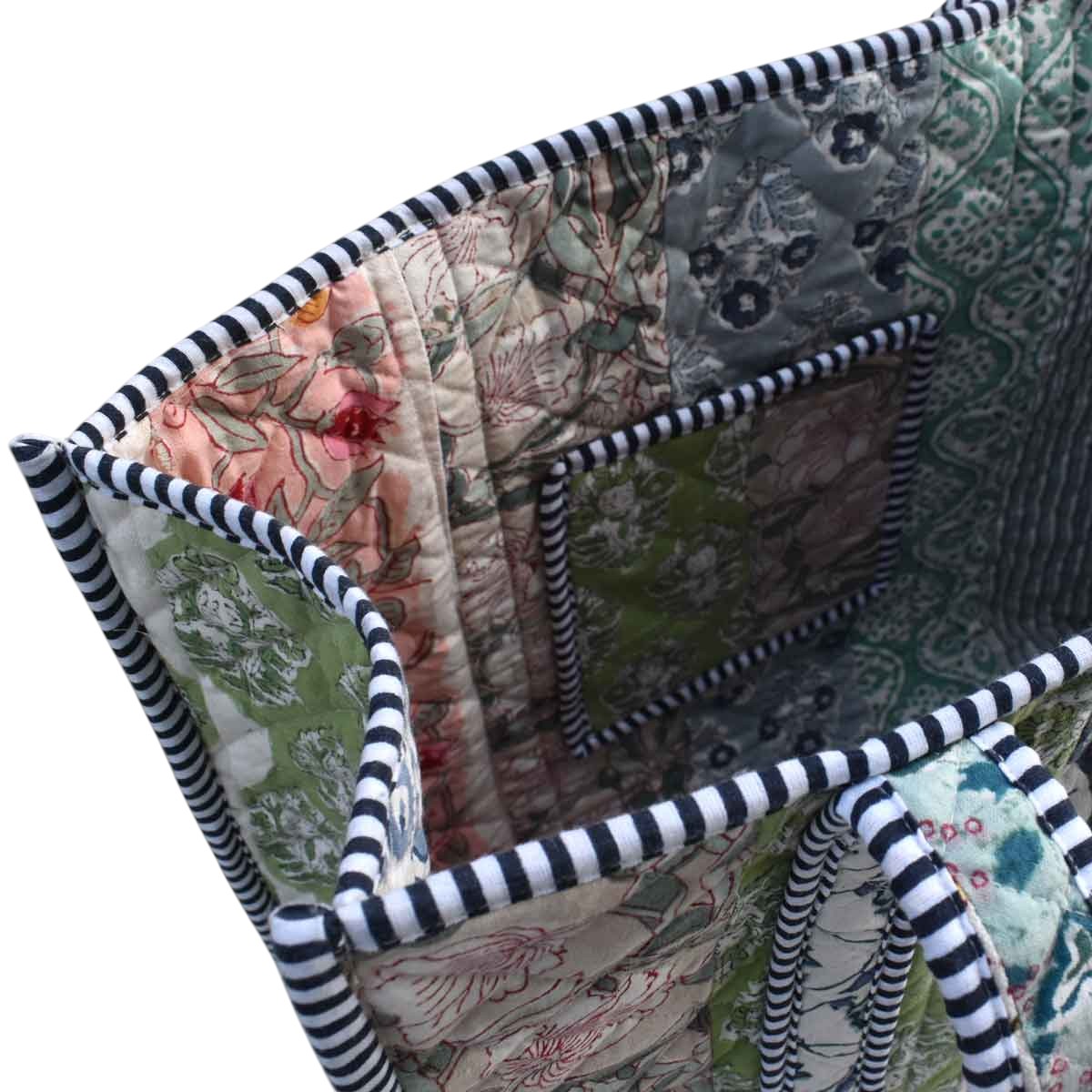 Hand Block Printed Cotton Quilted Tote Bag 251119