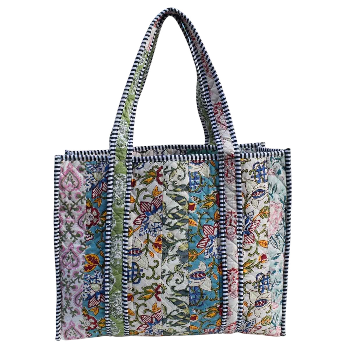 Hand Block Printed Cotton Quilted Tote Bag  251122