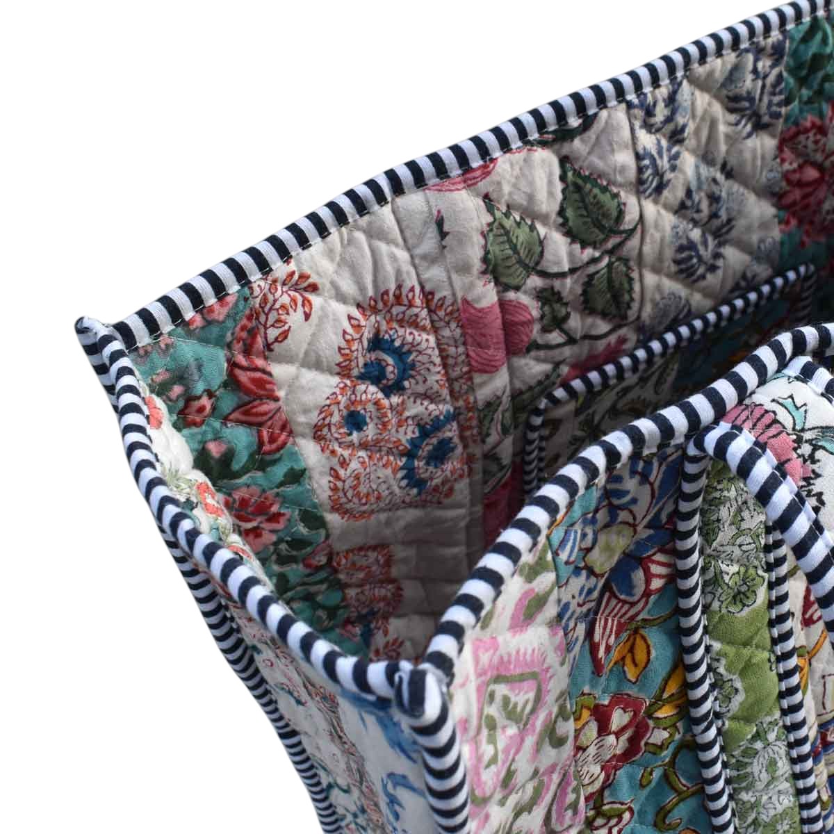 Hand Block Printed Cotton Quilted Tote Bag  251122