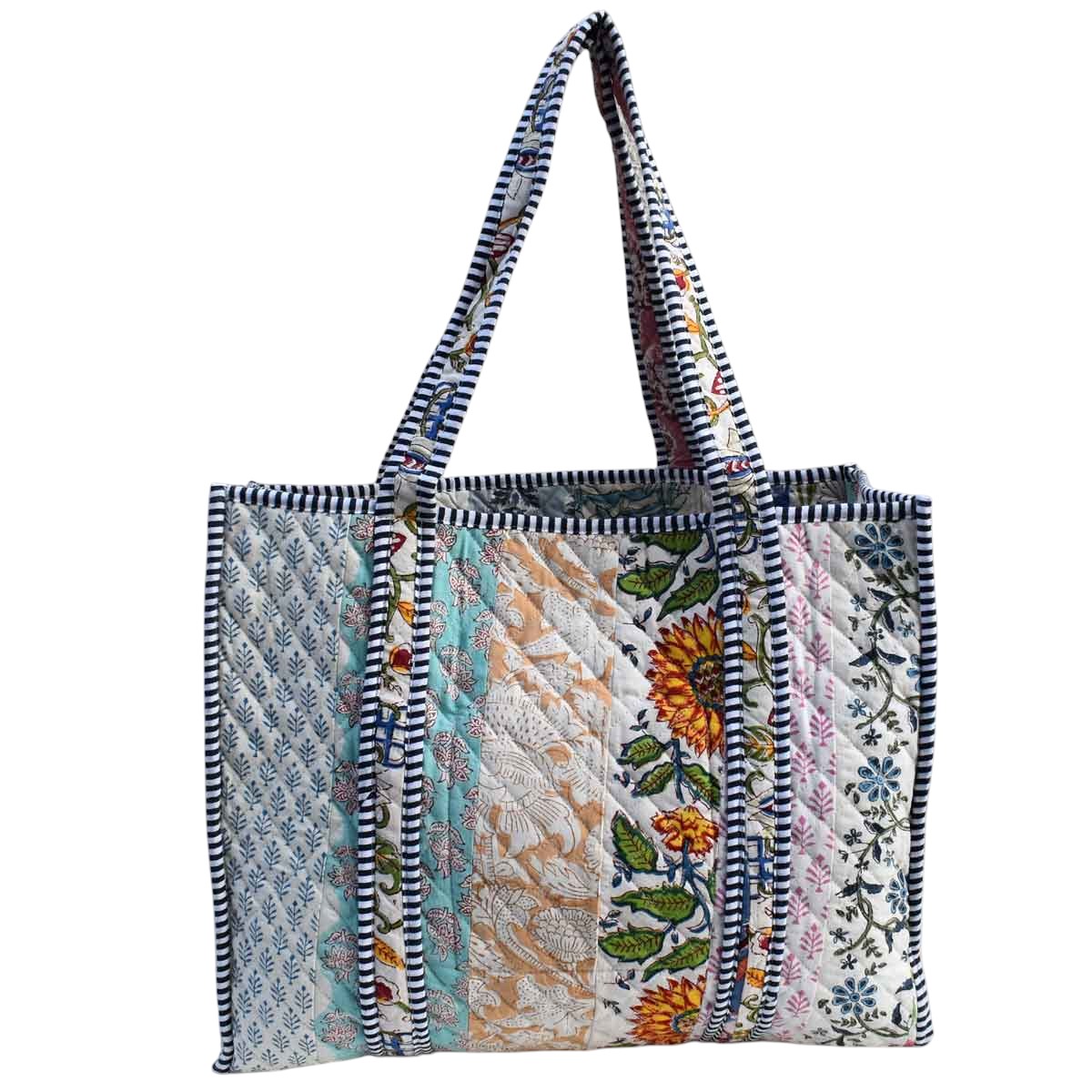 Hand Block Printed Cotton Quilted Tote Bag 251125