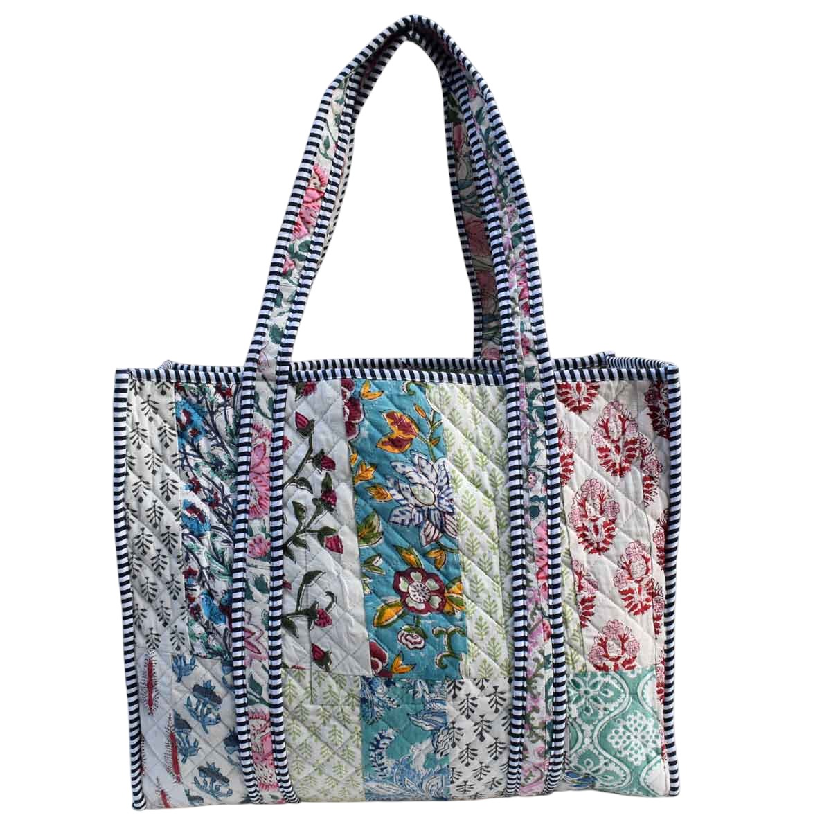 Hand Block Printed Cotton Quilted Tote Bag 251129