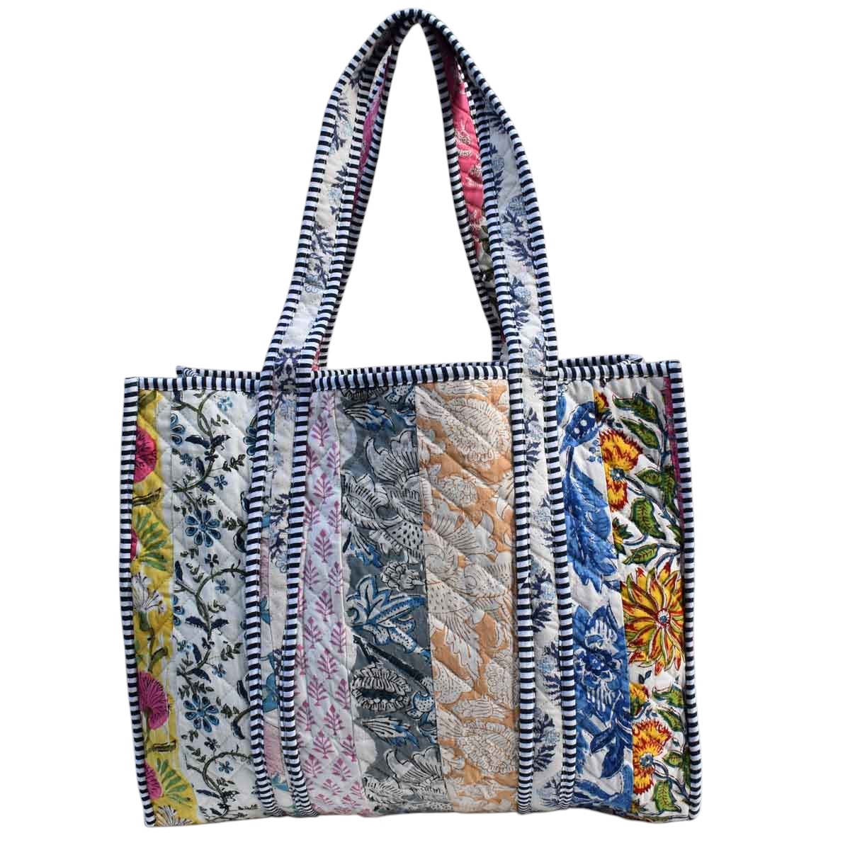 Hand Block Printed Cotton Quilted Tote Bag 251130