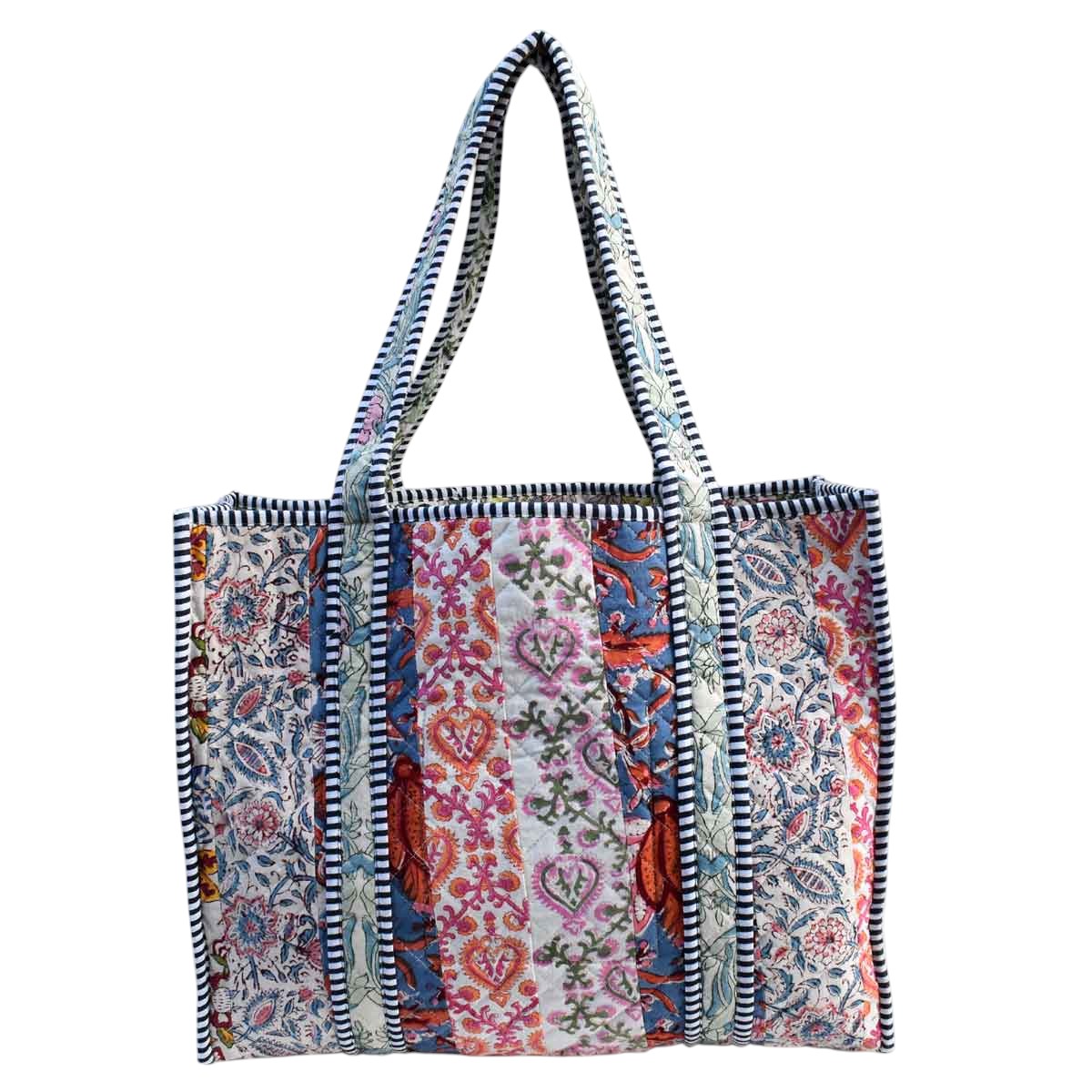 Hand Block Printed Cotton Quilted Tote Bag  251131