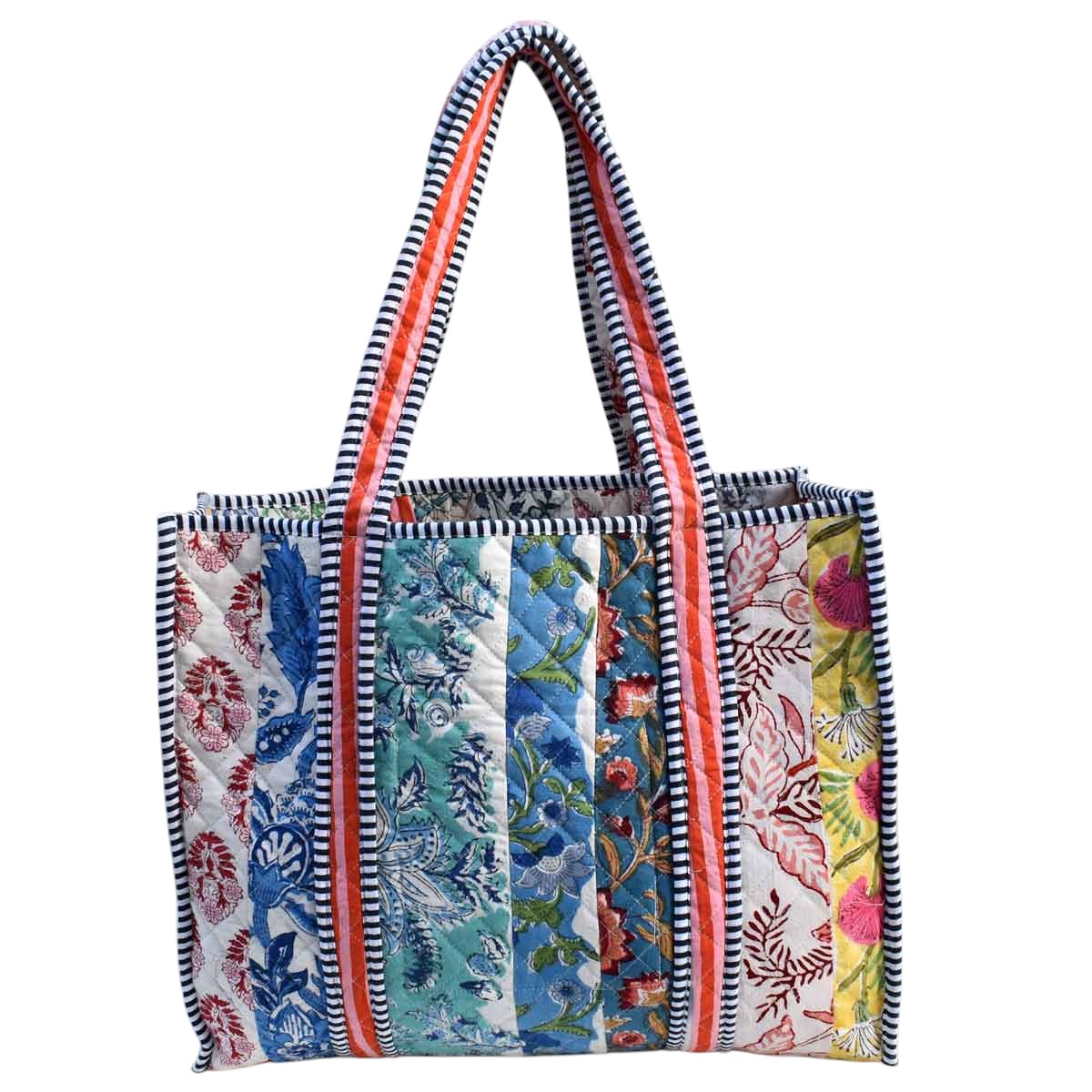 Hand Block Printed Cotton Quilted Tote Bag 251132