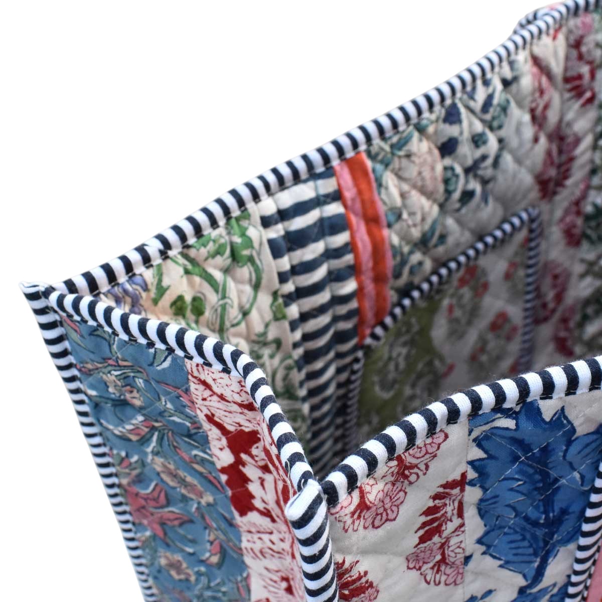 Hand Block Printed Cotton Quilted Tote Bag 251132
