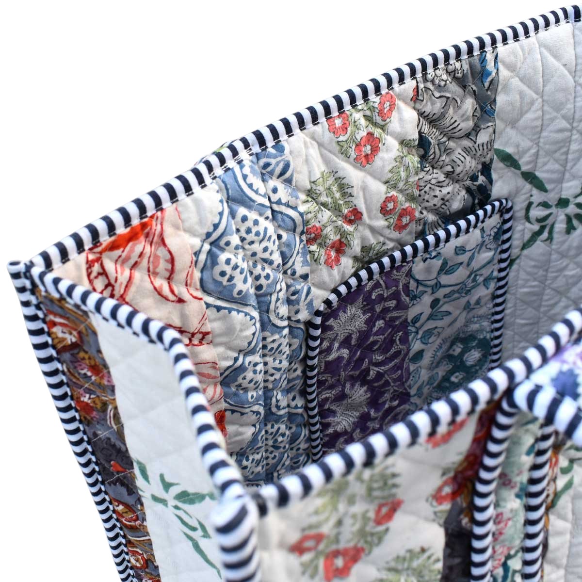 Hand Block Printed Cotton Quilted Tote Bag 251134