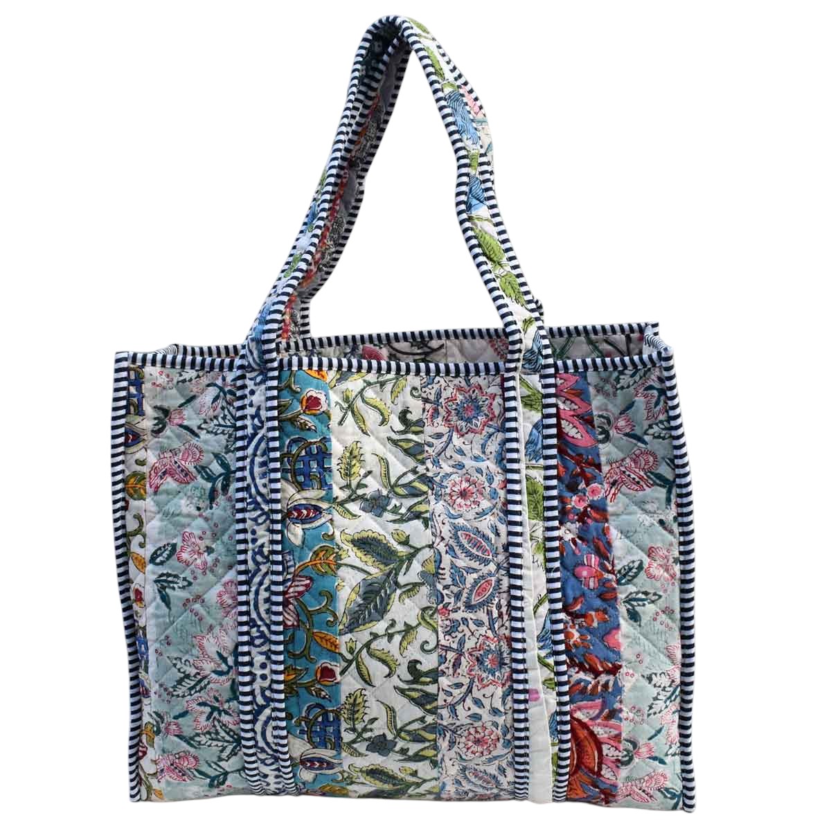 Hand Block Printed Cotton Quilted Tote Bag 251135