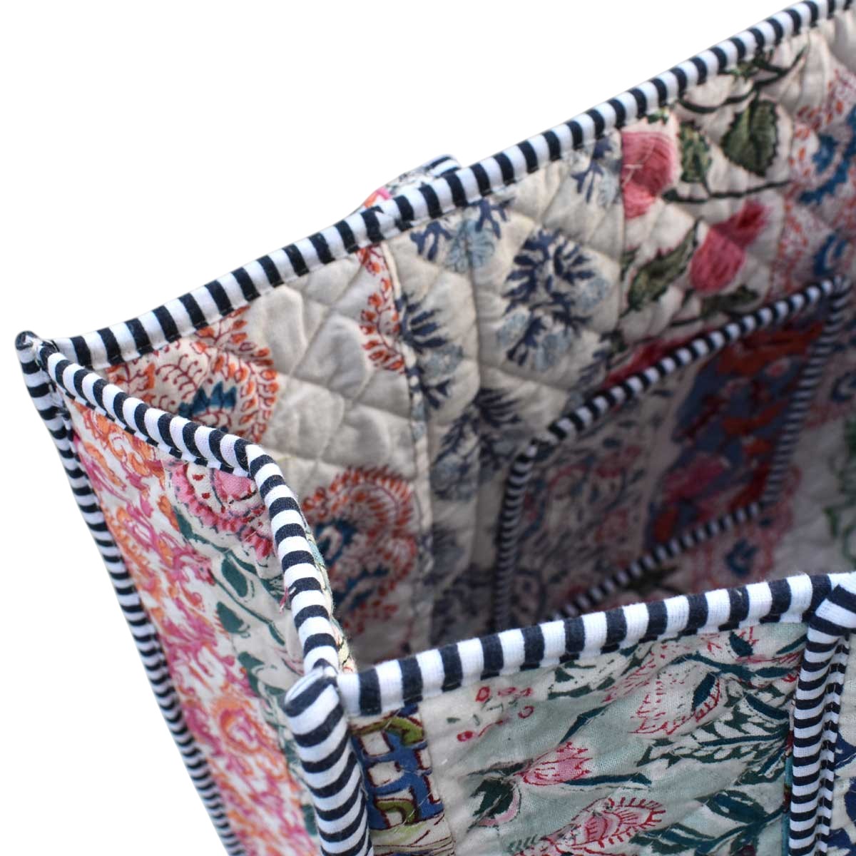 Hand Block Printed Cotton Quilted Tote Bag  251135