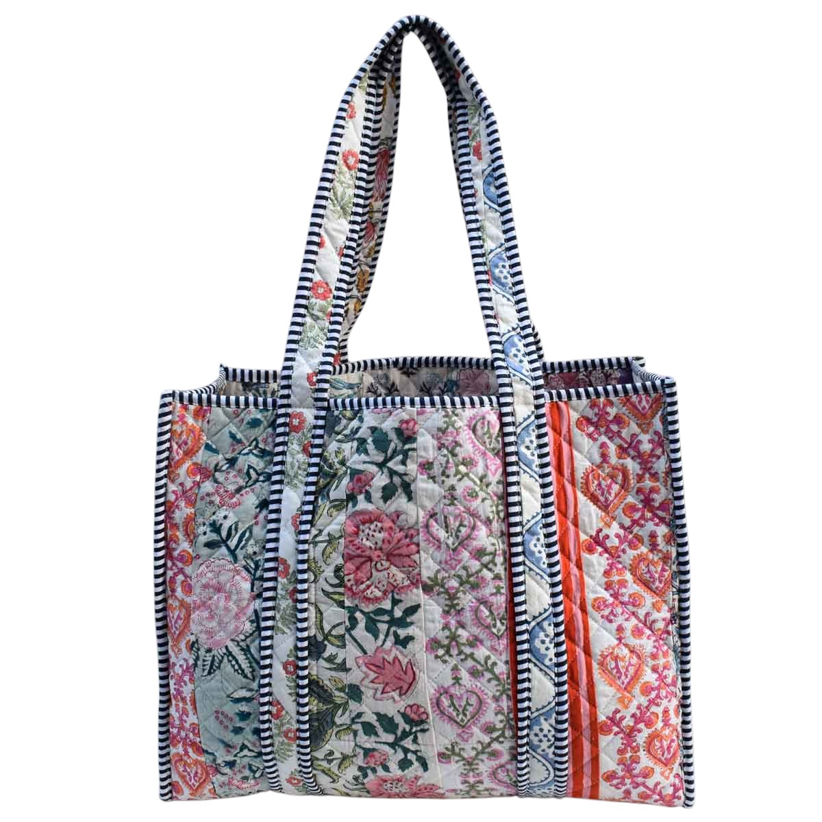 Hand Block Printed Cotton Quilted Tote Bag 251136