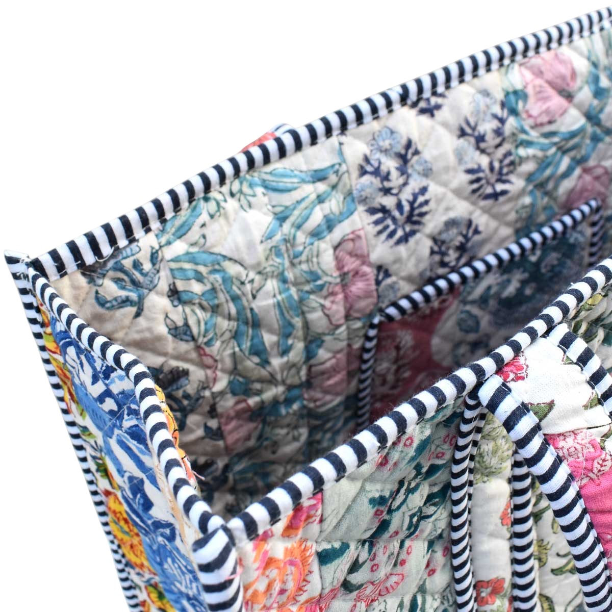 Hand Block Printed Cotton Quilted Tote Bag 251136