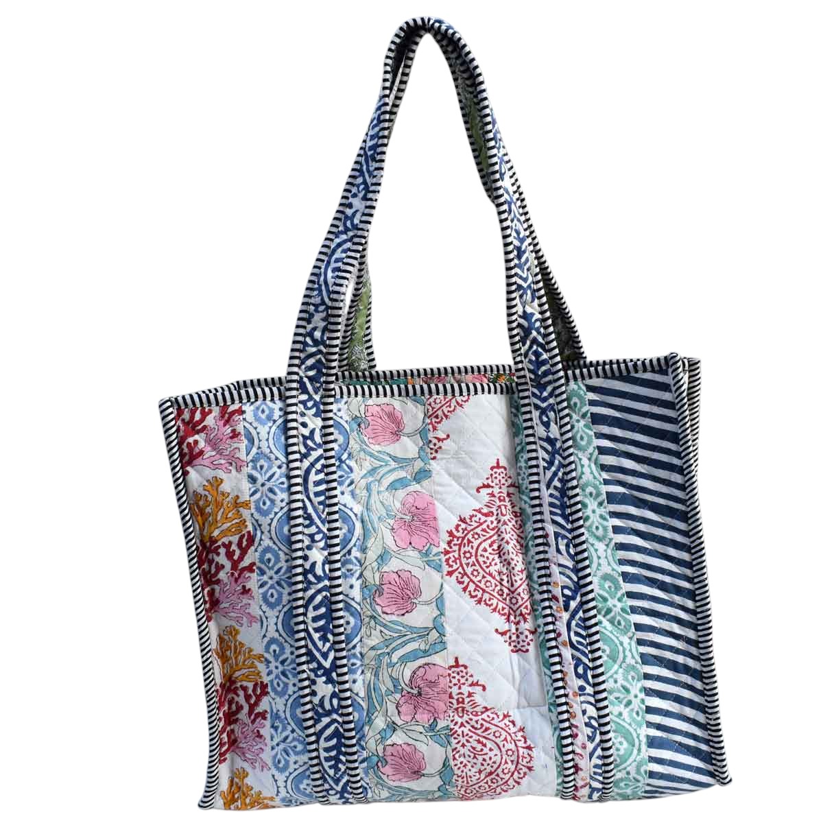 Hand Block Printed Cotton Quilted Tote Bag 251137