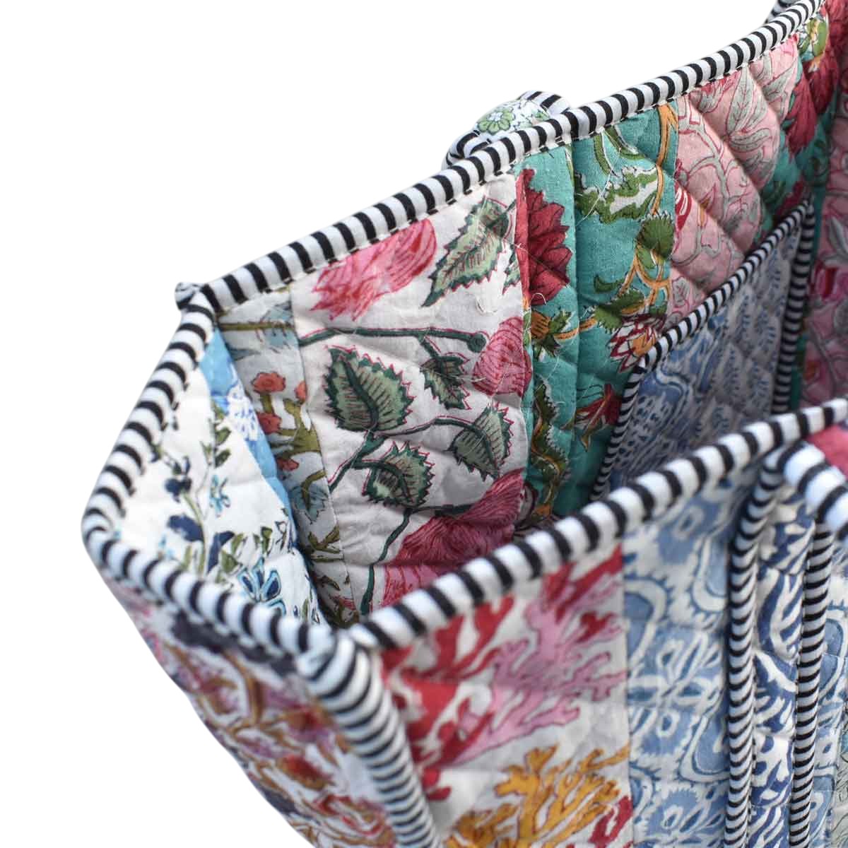 Hand Block Printed Cotton Quilted Tote Bag  251137