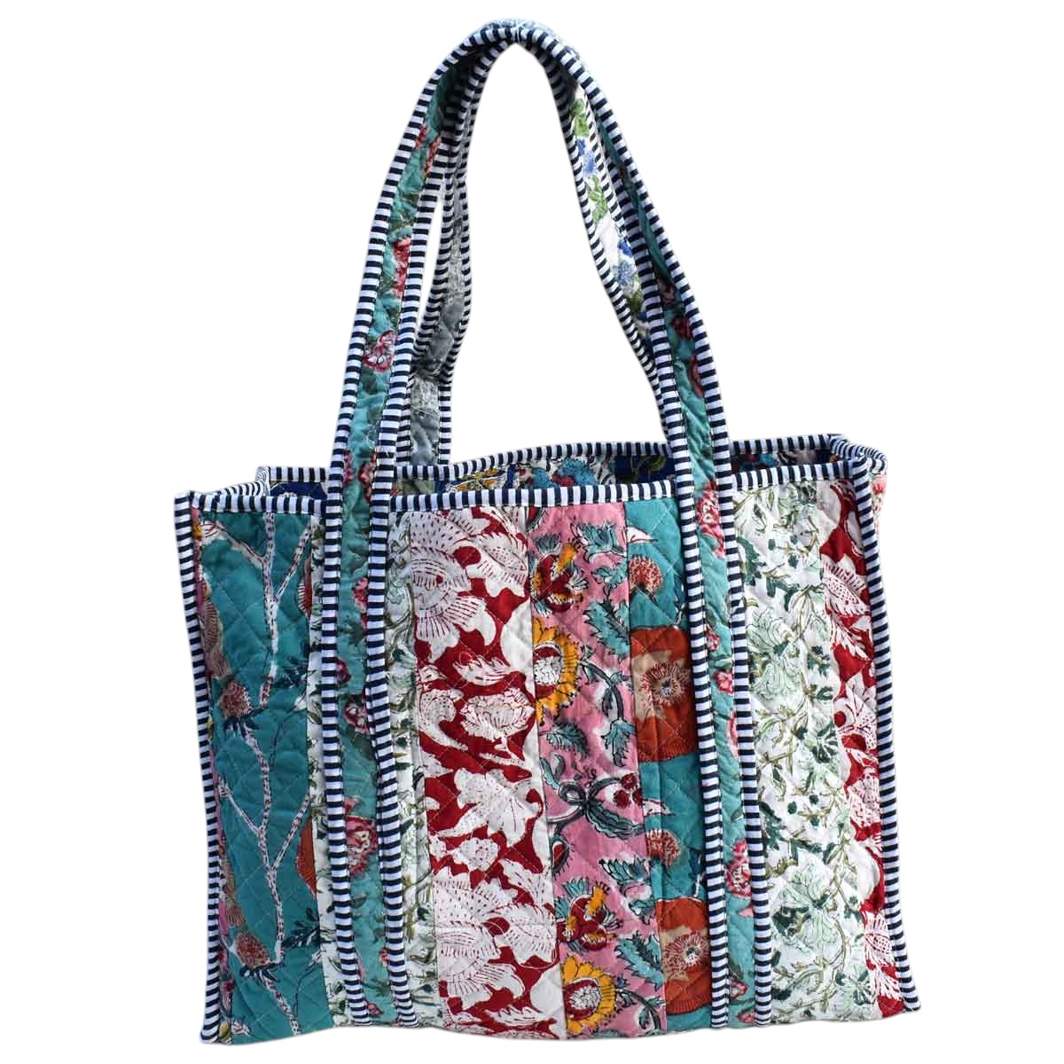 Hand Block Printed Cotton Quilted Tote Bag 251138