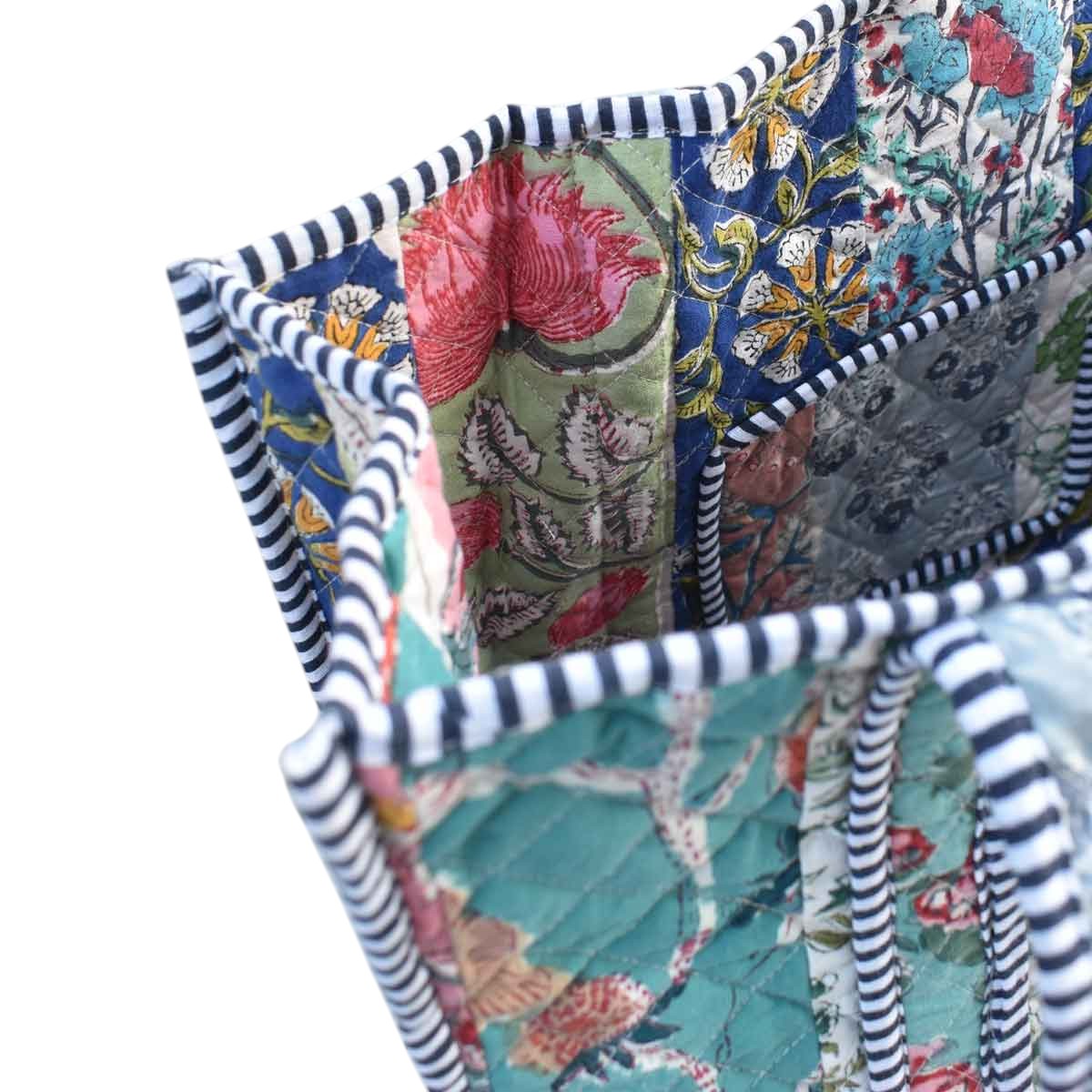 Hand Block Printed Cotton Quilted Tote Bag  251138