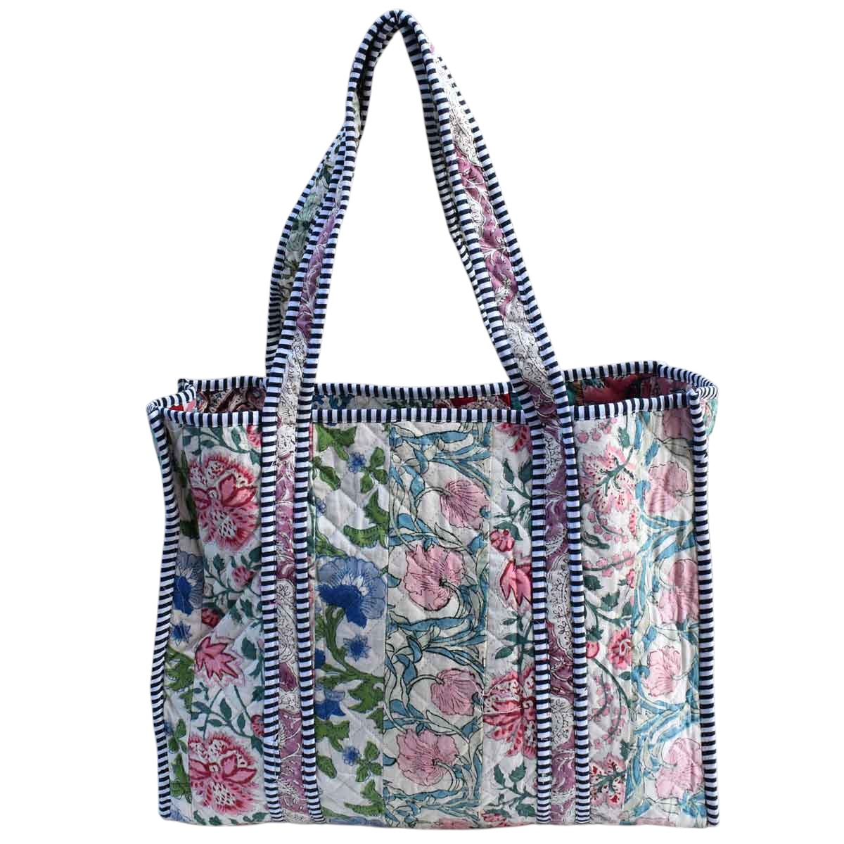 Hand Block Printed Cotton Quilted Tote Bag  251139